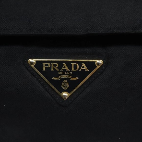 PRADA Hand Bag Nylon Navy Gold Auth JB052 - Picture 11 of 16